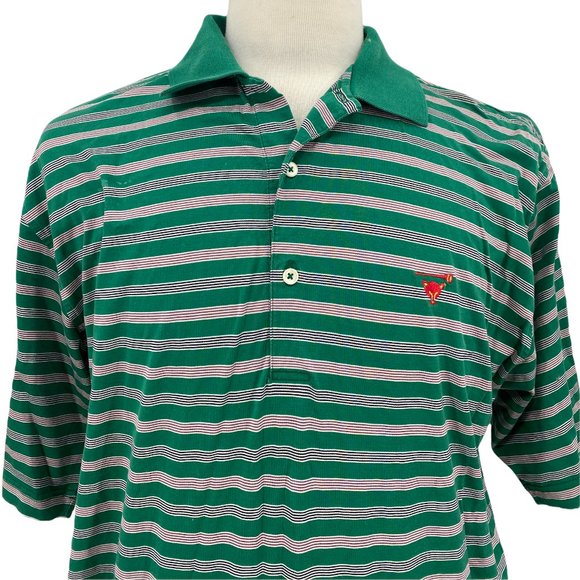 Fairway Greene Large Men's Golf Polo Stripe Shirt Green White Short Sleeve Large - Picture 2 of 6